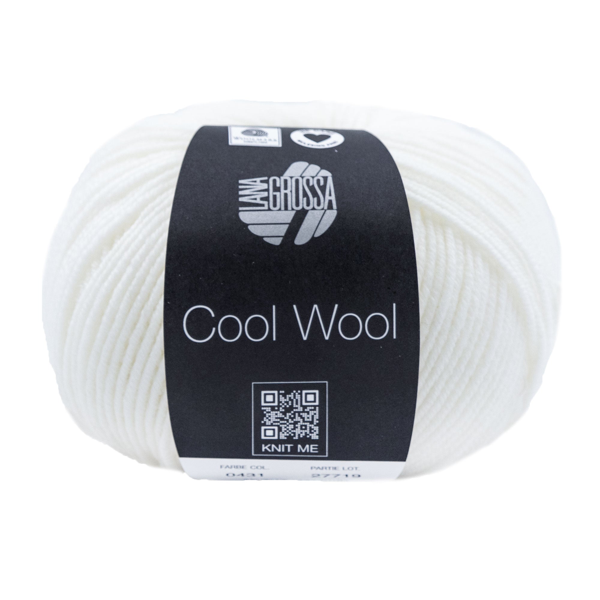 Lana Grossa Luxury Cool Wool Yarn - 0431 White: Soft, Machine - Washable Sport Weight