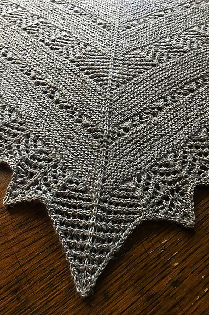 Justine Chenel Designs - Cozy Arrowhead Lace Garter Shawl Pattern - PDF Download