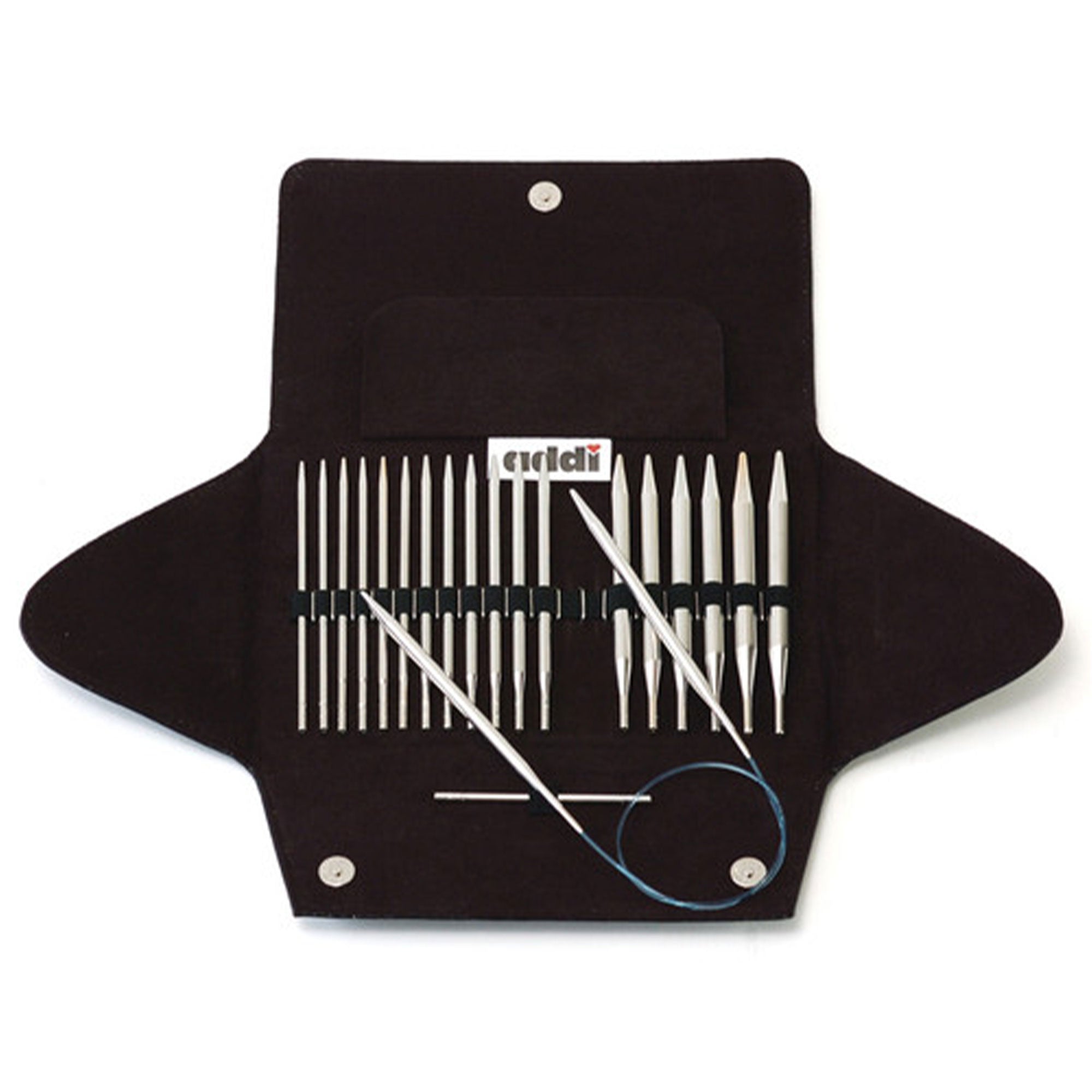 addi Turbo Click Set of 10 Different Sizes Knitting Needles with Blue Cords
