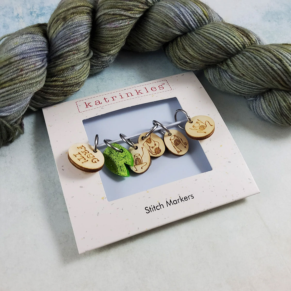 Katrinkles Frog Stitch Marker Set - Acrylic and Bamboo Crafting Delights