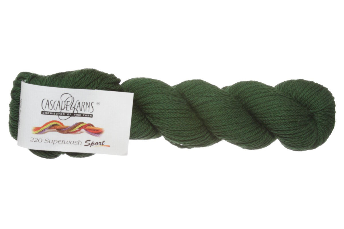 Cascade Yarns 220 Superwash Sport Yarn in Gorgeous 0801 Army Green - Ideal for Diverse Projects
