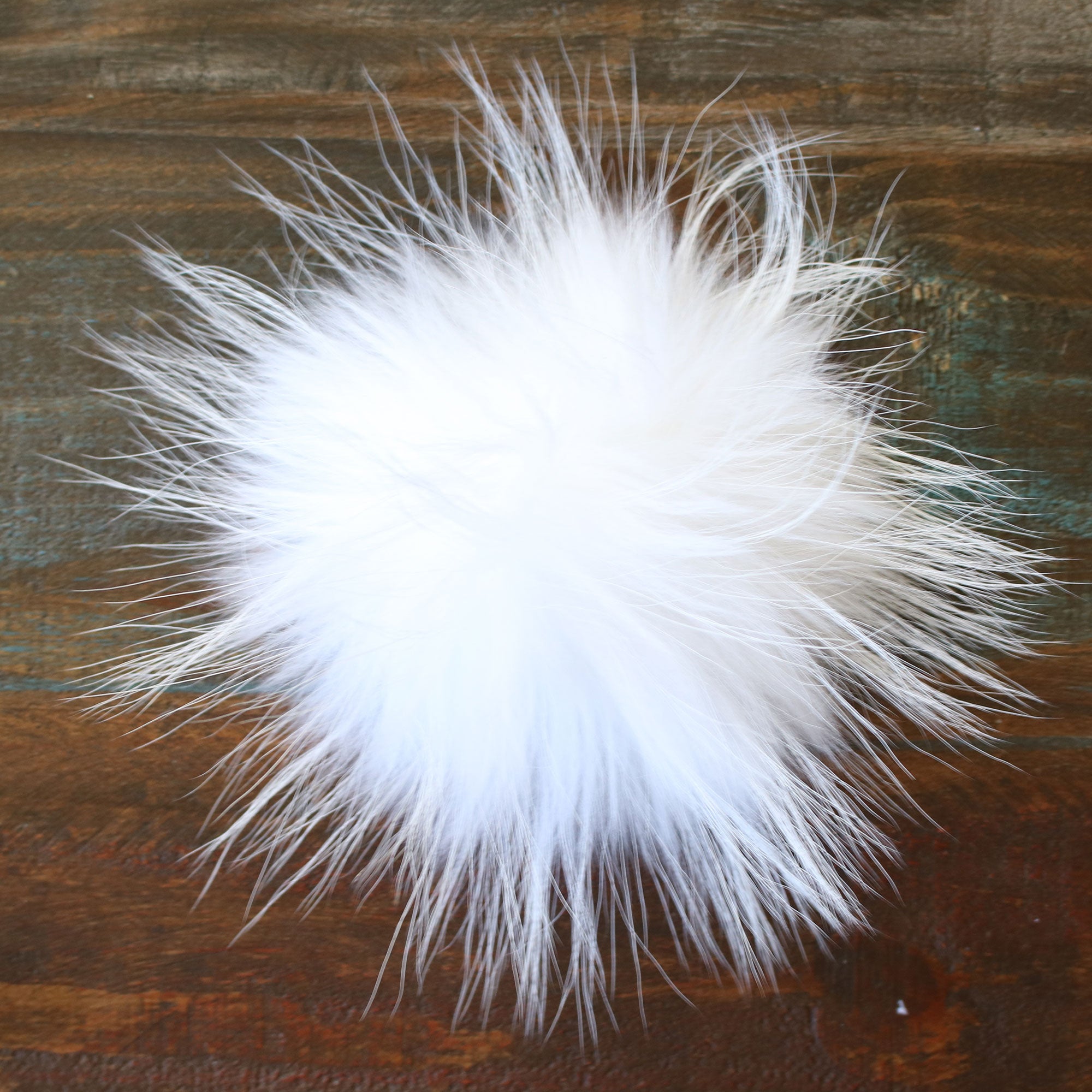Jimmy Beans Wool Premium Real Fur Pom Poms - White - Snap (6 Pack)