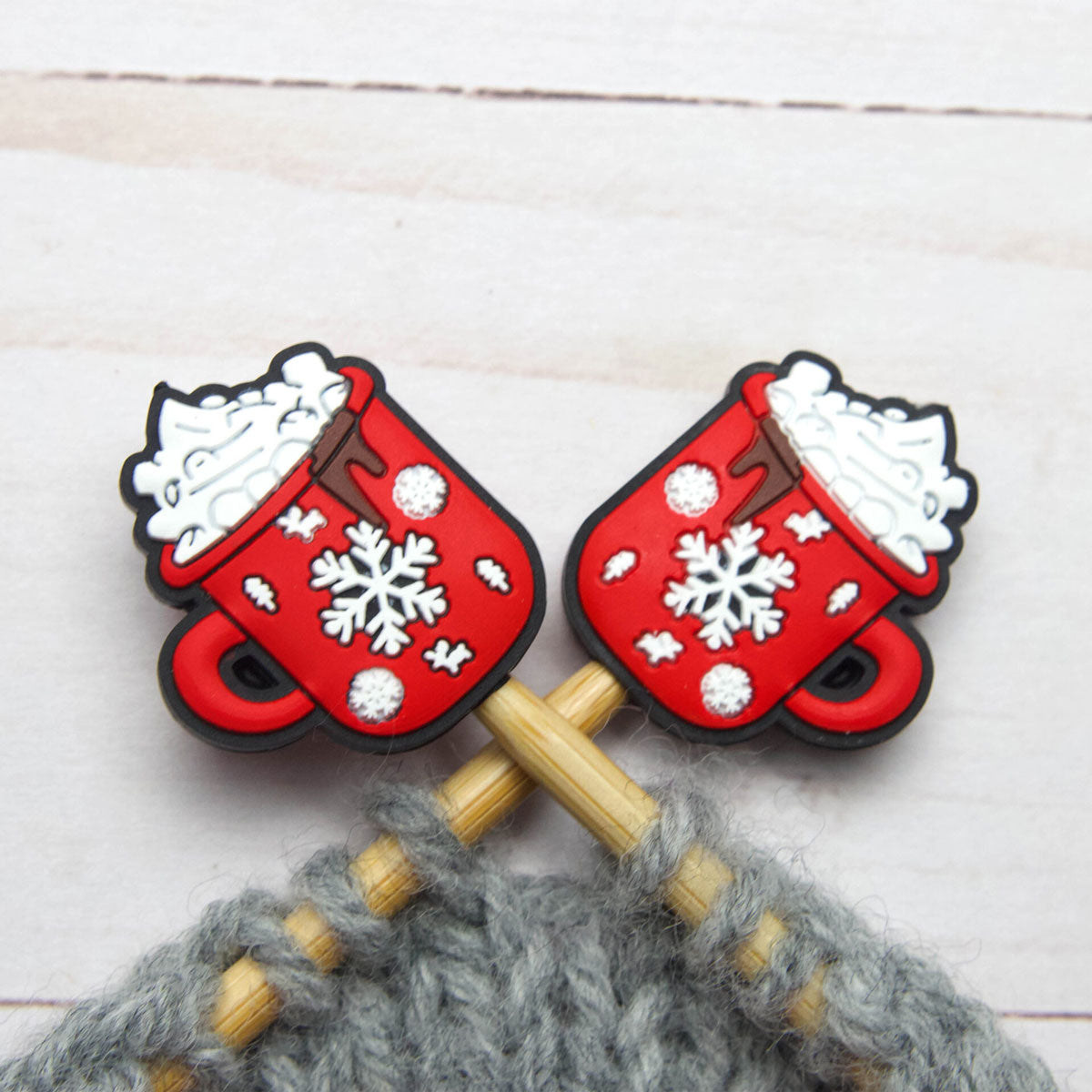 Fox & Pine Stitches Holiday Cocoa Stitch Stoppers - The Ultimate Point Protector for Knitters