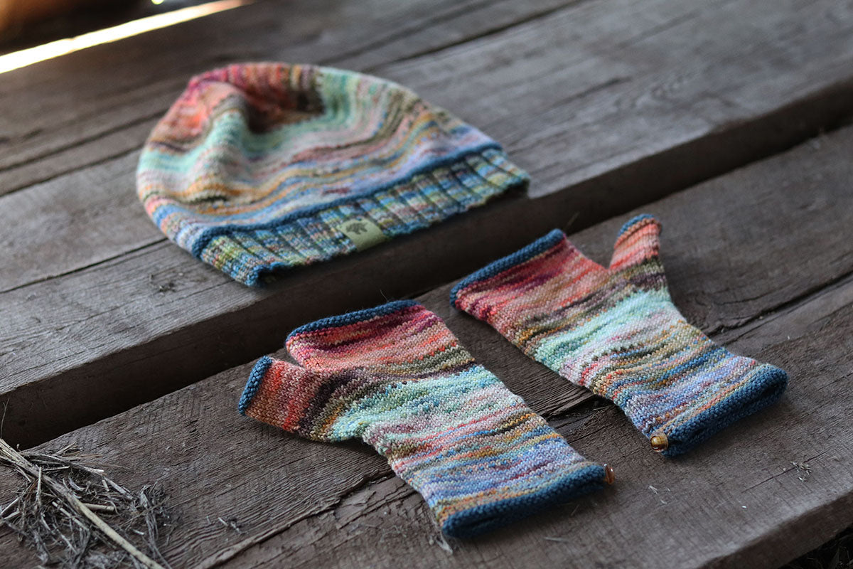 Koigu Pencil Box Collection 3.0 Exclusive Patterns - Pictor Stylish Hat and Fingerless Gloves - Instant PDF Download