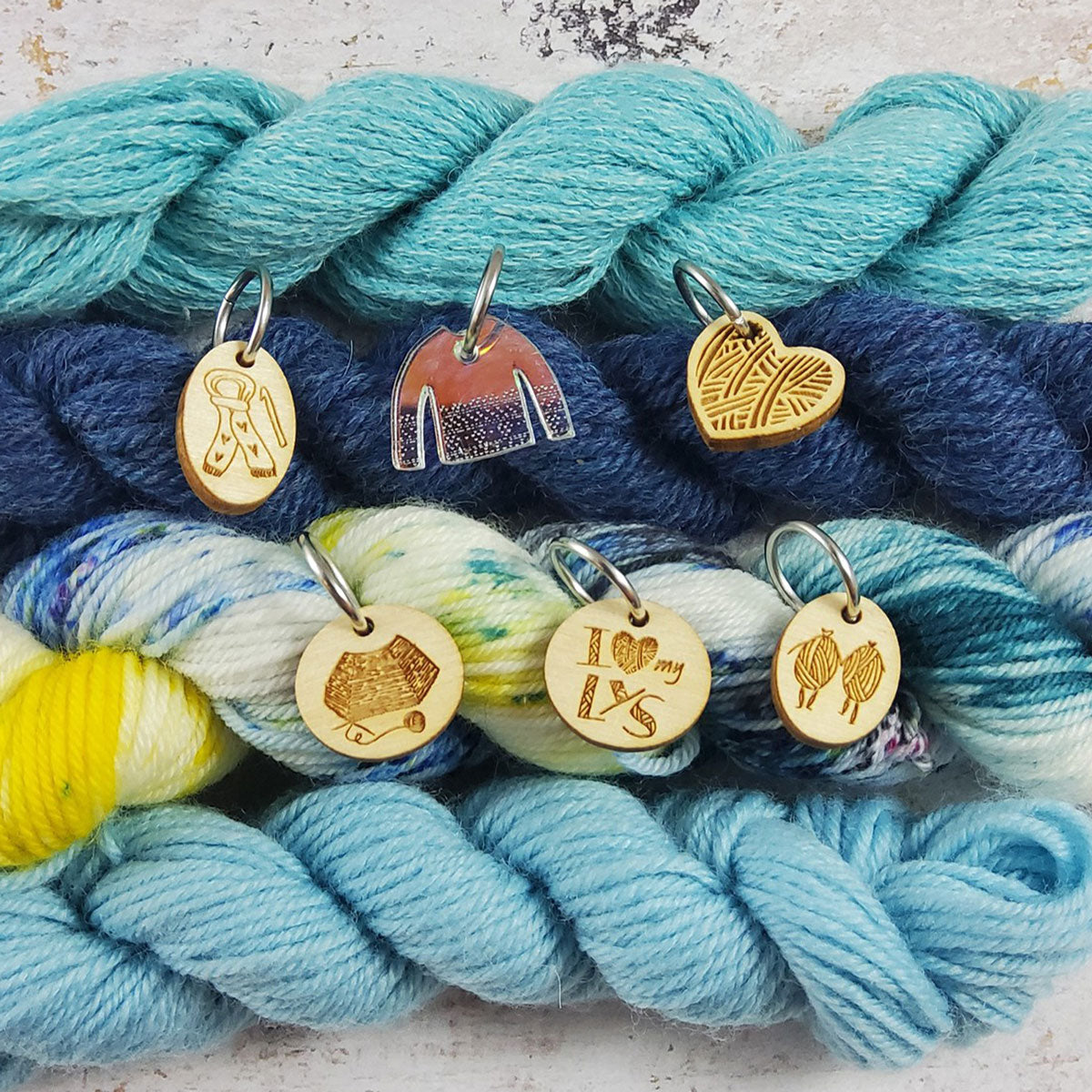 Charming Katrinkles Stitch Markers - I (Heart) My LYS: Acrylic & Bamboo Delights