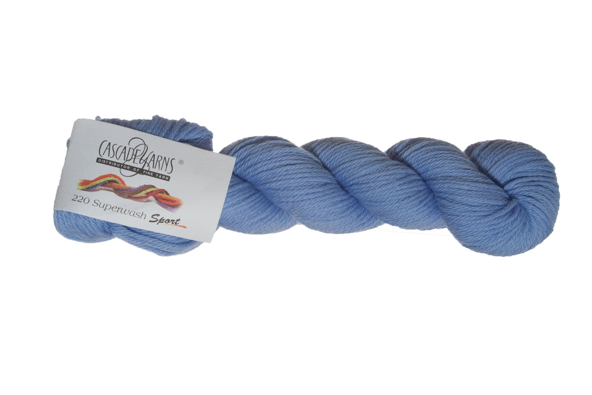 Cascade Yarns 220 Superwash Sport Yarn in 0897 Baby Denim - Soft and Versatile Wool Yarn