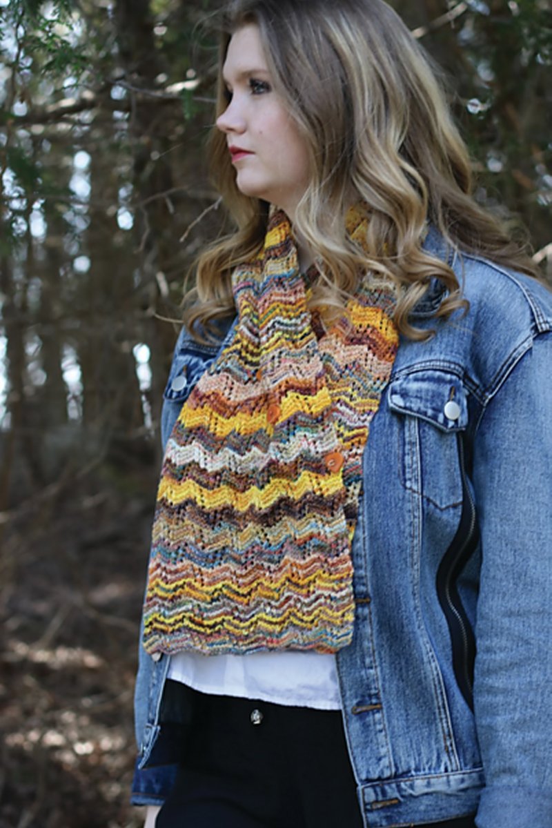 Koigu Pencil Box Patterns - Wildweed PDF Download - Stunning Open Squares Lace Pattern Long Scarf in Sunflower Color