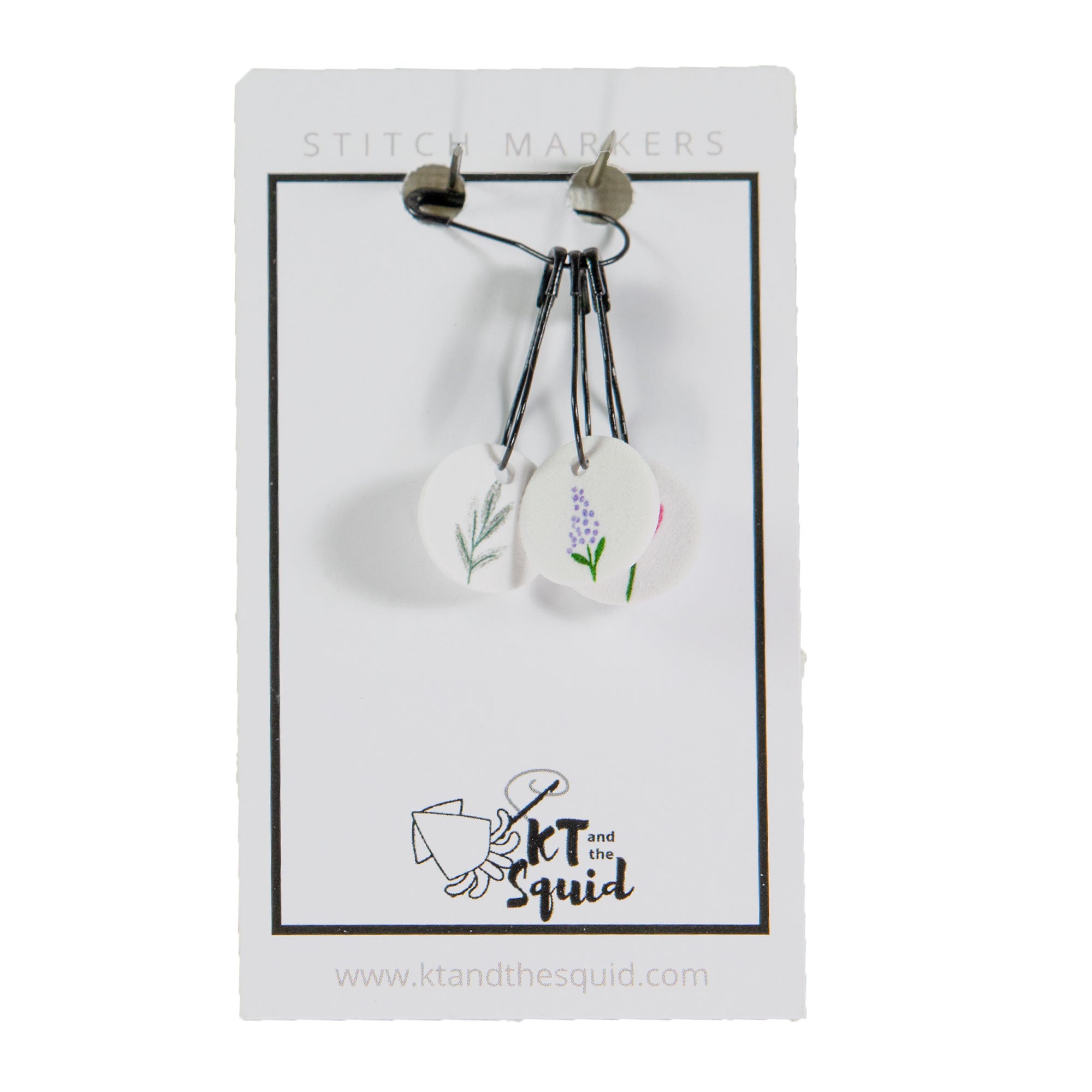 KT and the Squid Handmade Floral Acrylic Stitch Markers for Crochet and Knitting