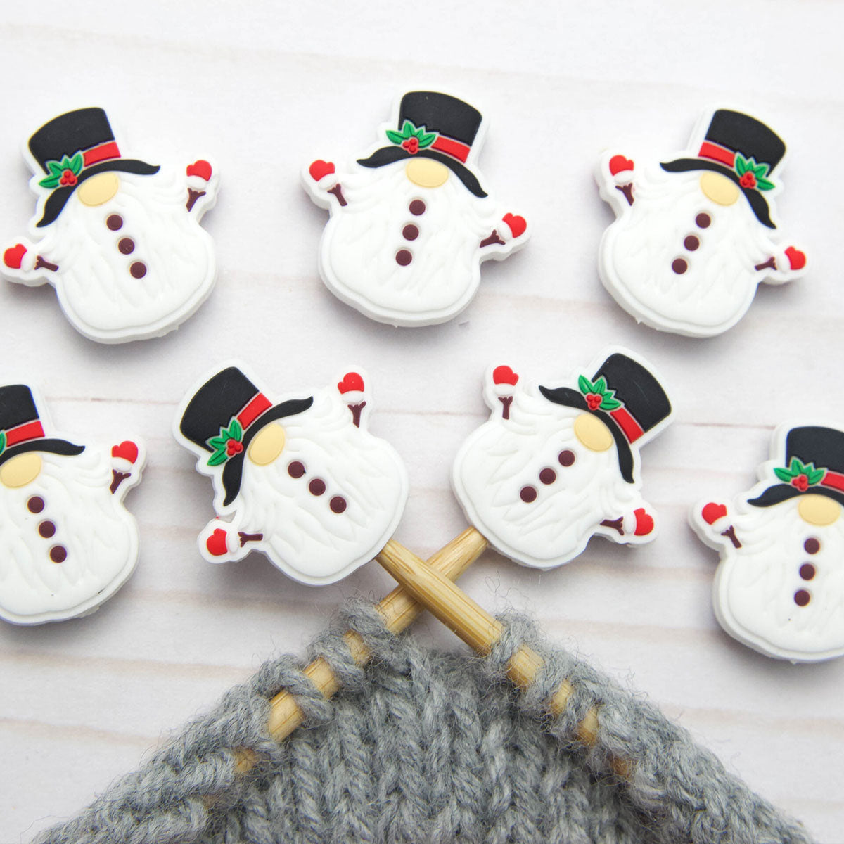 Fox & Pine Stitches Adorable Snowman Gnome Stitch Stoppers/Point Protectors for Knitters