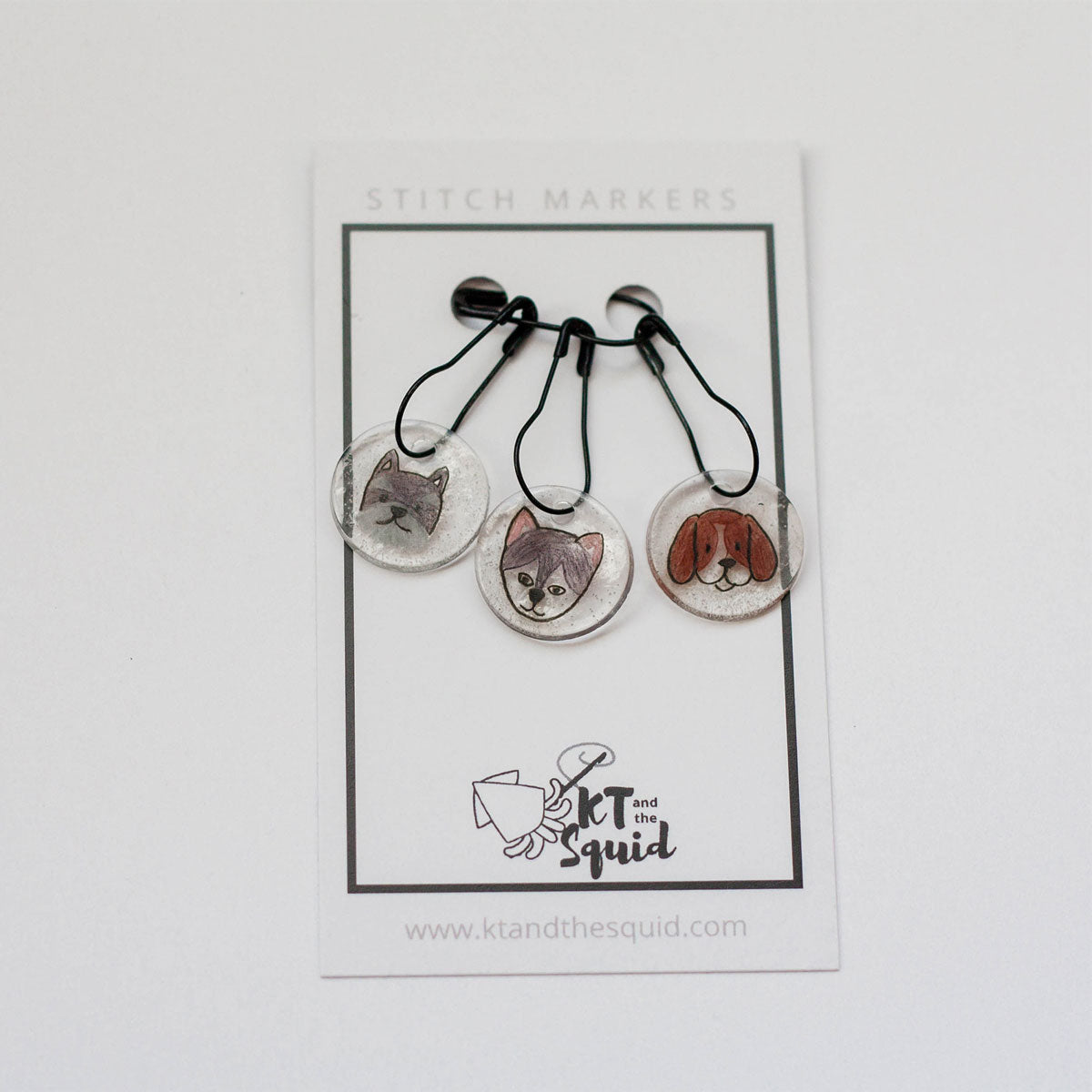 KT and the Squid Handmade Acrylic Dog Stitch Markers - 3 Pack
