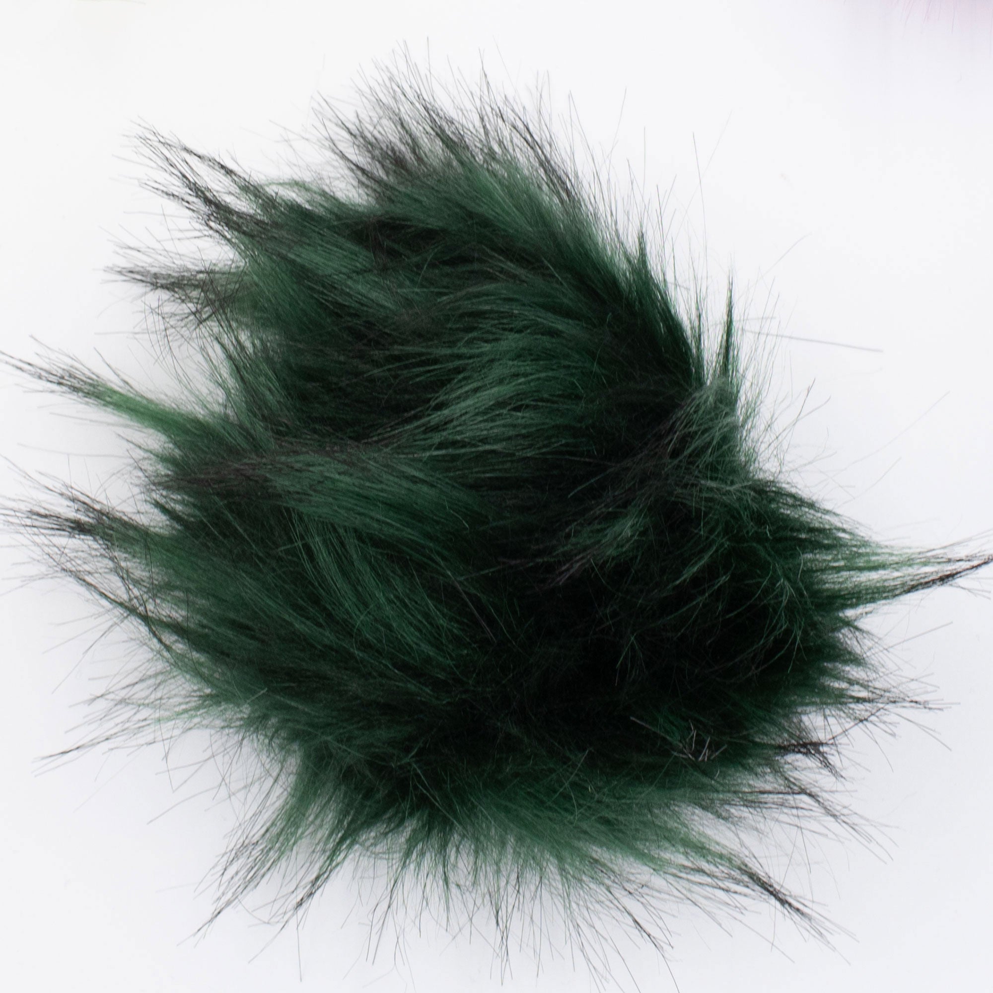 Jimmy Beans Wool Premium Faux Fur Pom Poms with Brass Snap - Dark Green