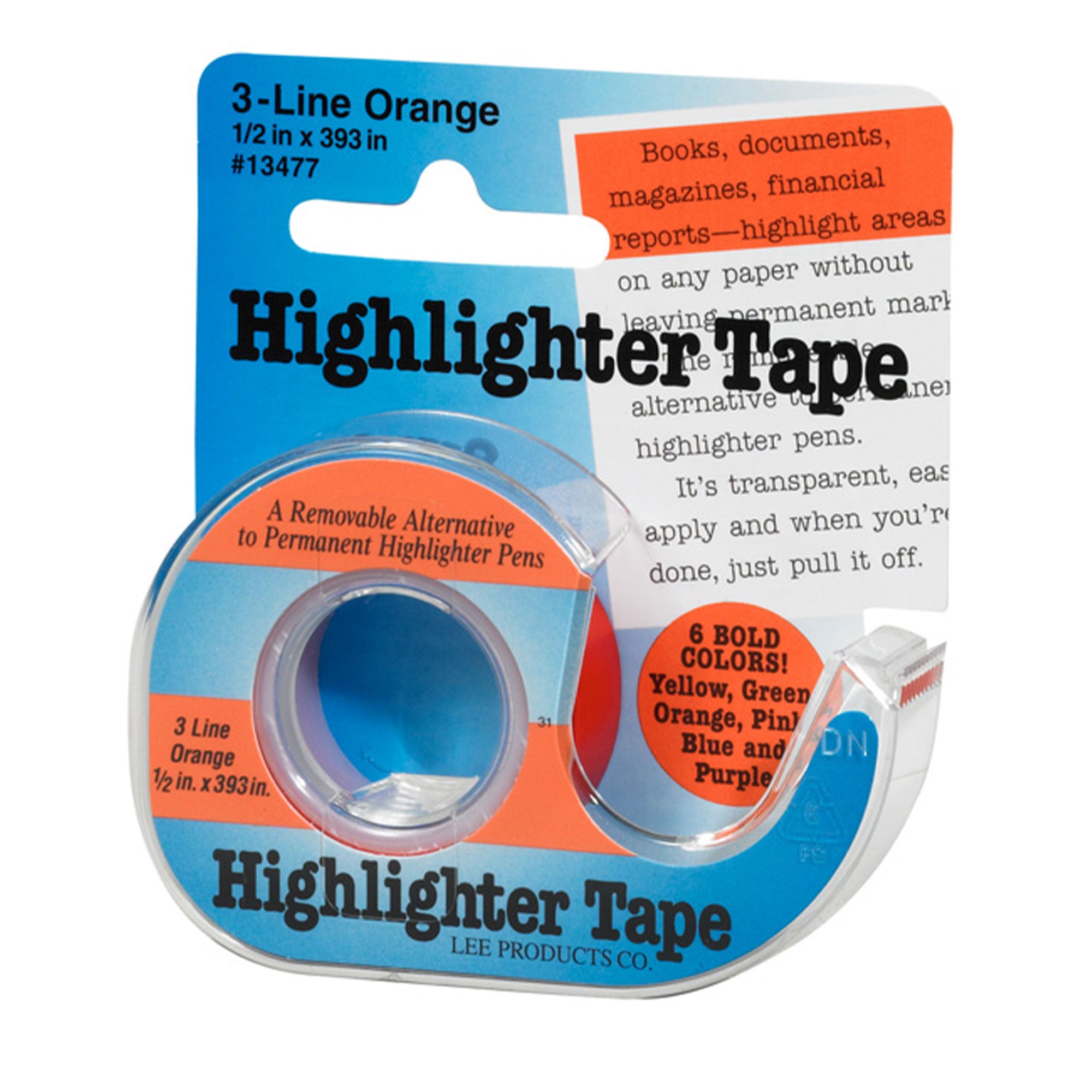 Lee Products Orange Highlighter Tape - Ideal for Pattern Tracking