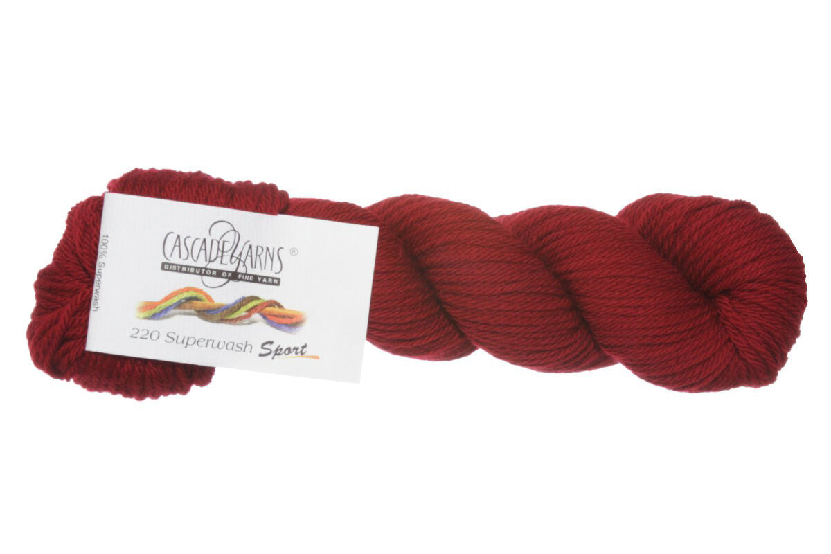 Cascade Yarns 220 Superwash Sport Yarn in Stunning 0893 Ruby - Ideal for Non - Felting Projects