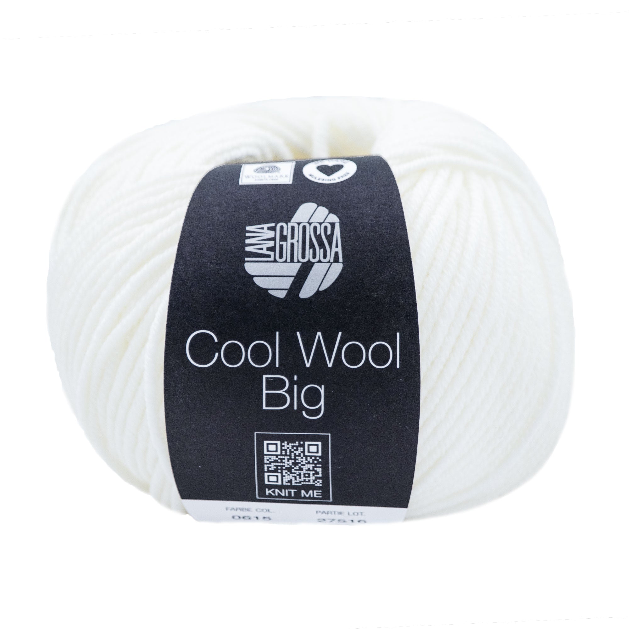 Lana Grossa Cool Wool Big Yarn - 0615 White: Luxury Machine - Washable Merino Wool