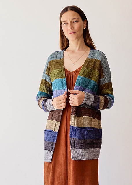 Lana Grossa Classici 27 Patterns - 07 Stylish Checkerboard Cardigan PDF Download for Fashion - Forward Layering