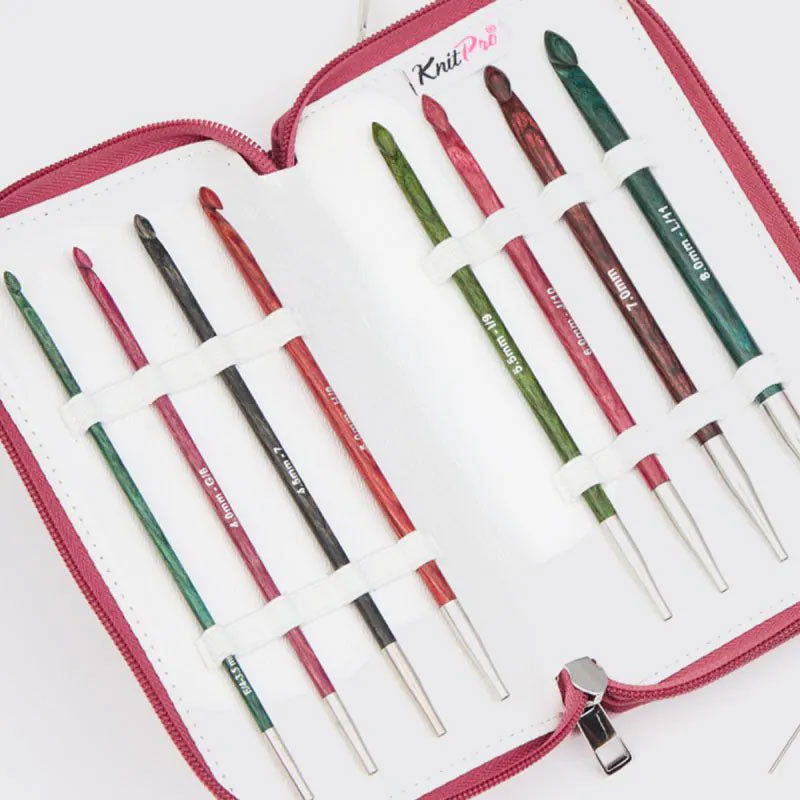 KnitPro Dreamz Deluxe Tunisian Crochet Hook Set with 8 Interchangeable Hooks in Various US Sizes