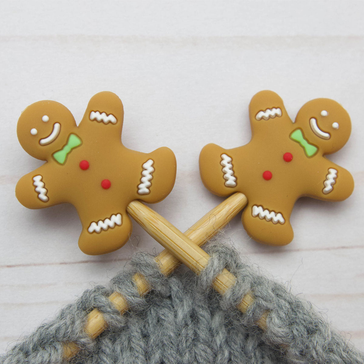 Fox & Pine Stitches Gingerbread Stitch Stoppers/Point Protectors - Adorable Knitting Essentials