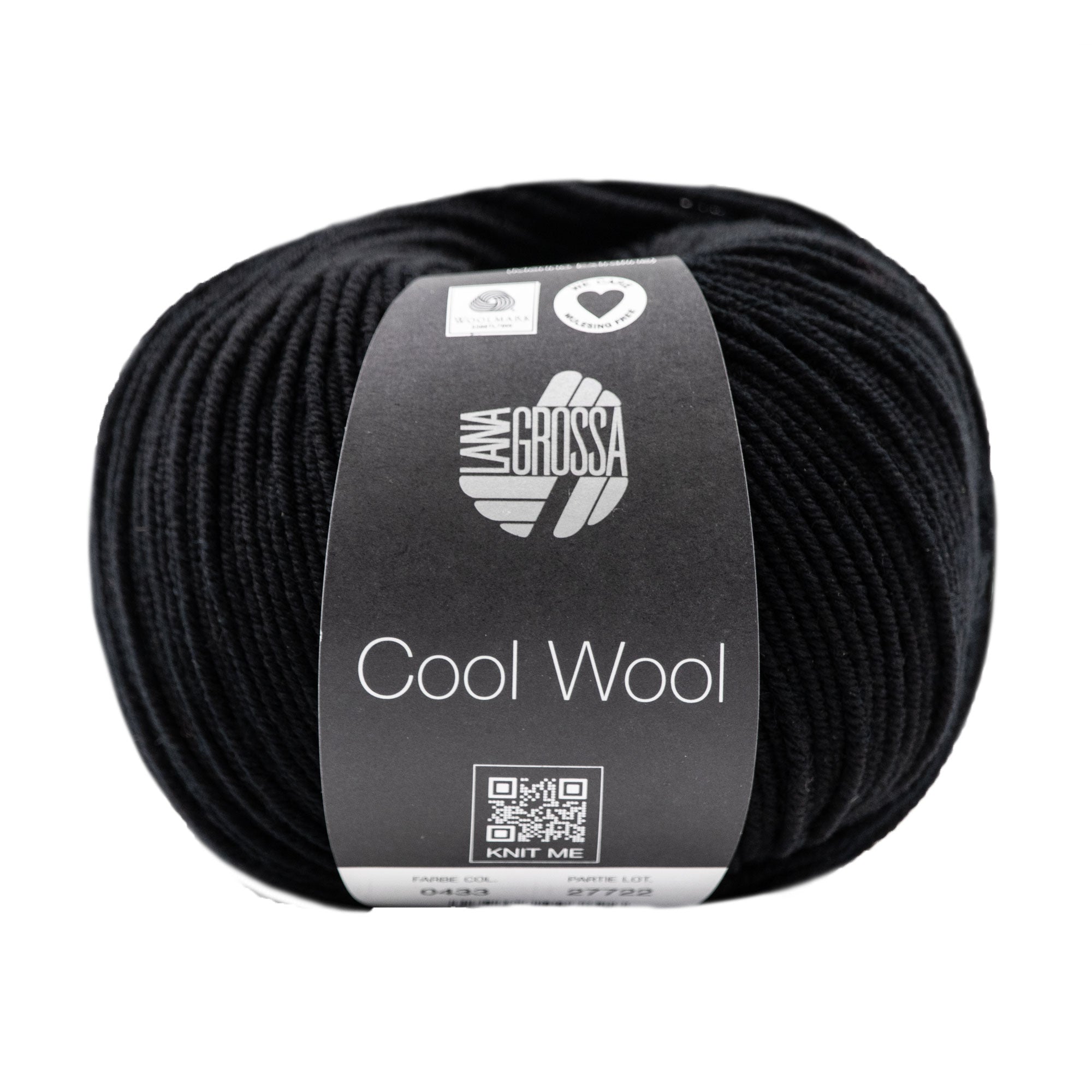 Lana Grossa Luxury Cool Wool Yarn - 0433 Black for Effortless Crafting