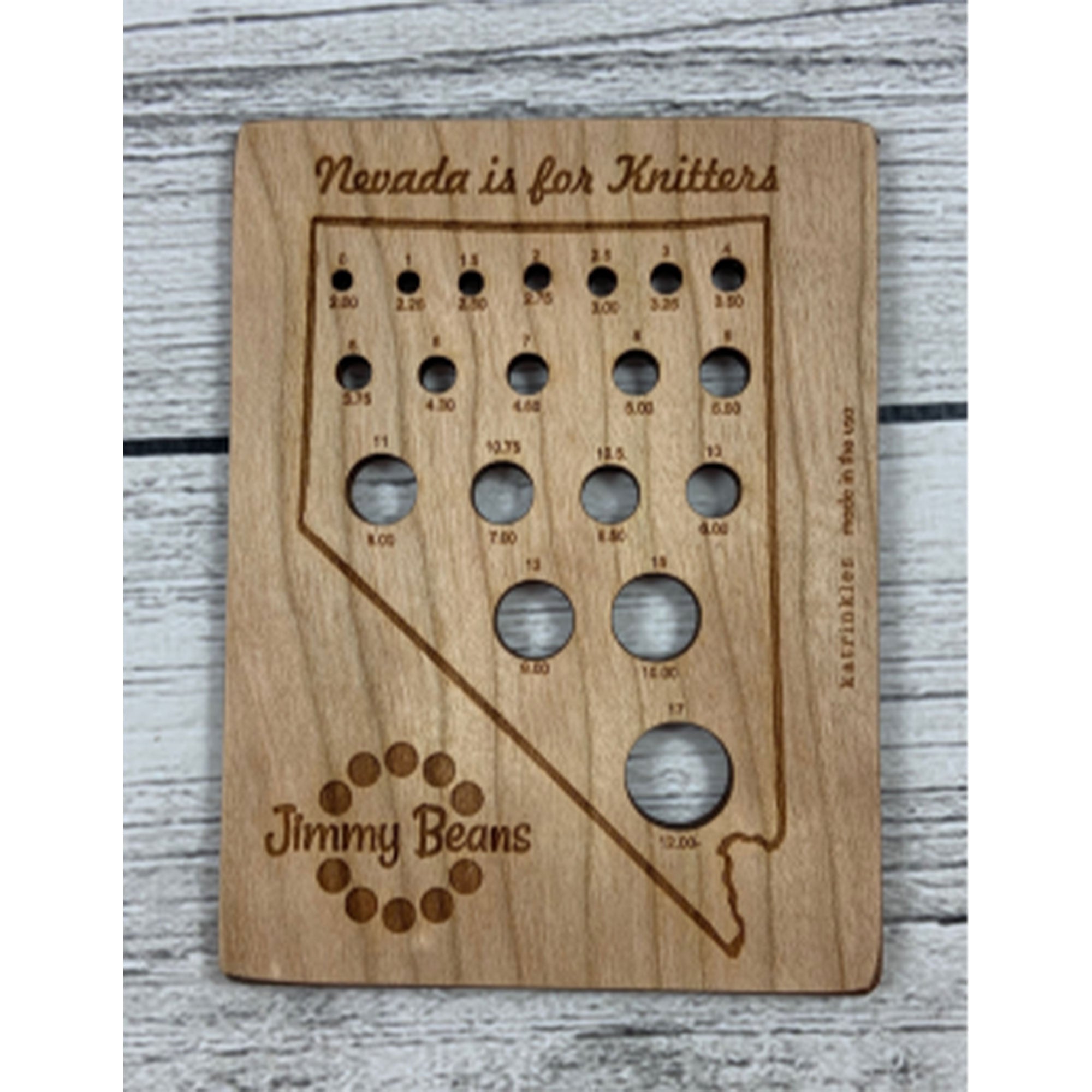 Unique Katrinkles Jimmy Beans Wool Logo Needle Gauge - Nevada for Knitters