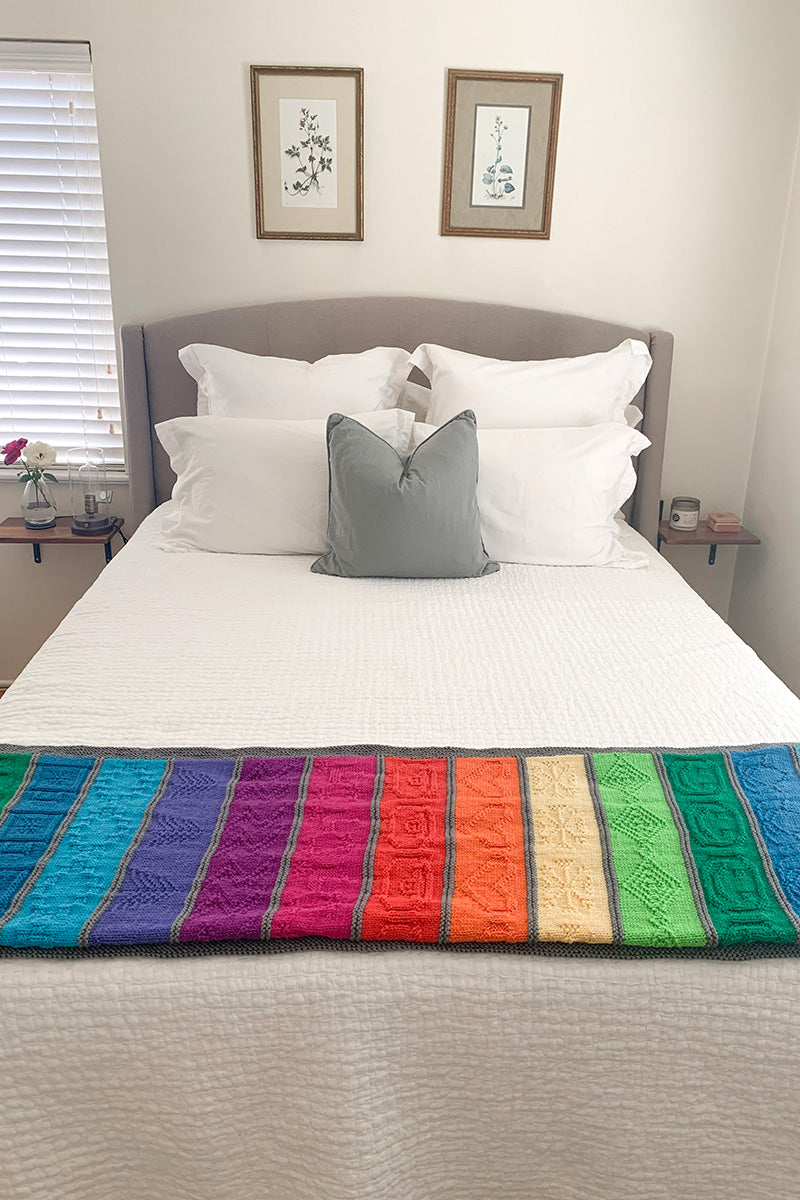 Jimmy Beans Wool Exclusive PDF Patterns - Cascading Rainbows Colorful Blanket