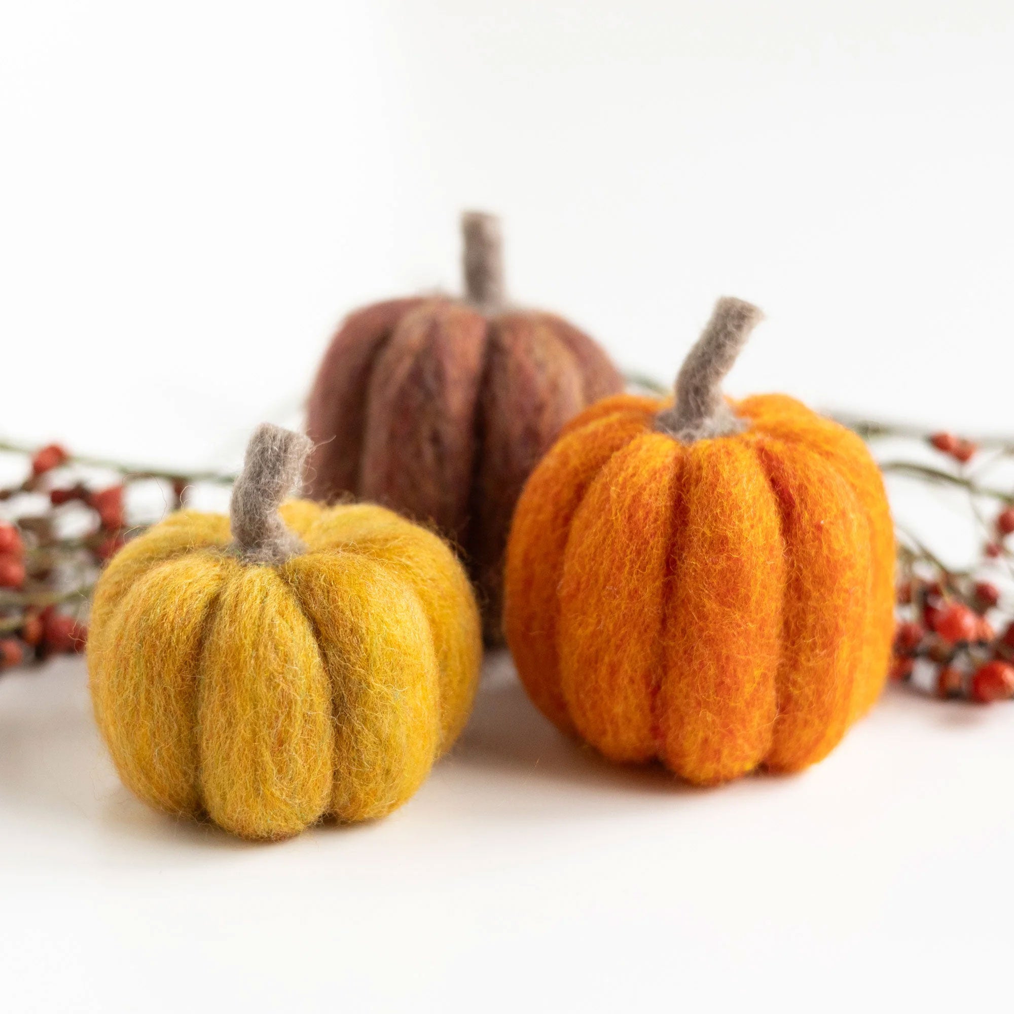 Felted Sky Wool Needle Felting Kits - Mini Pumpkin Trio for Creative Sculpting