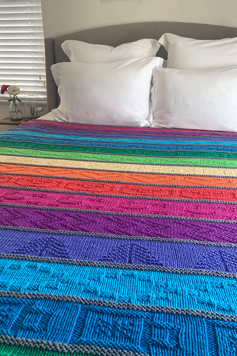 Jimmy Beans Wool Exclusive PDF Patterns - Cascading Rainbows Colorful Blanket