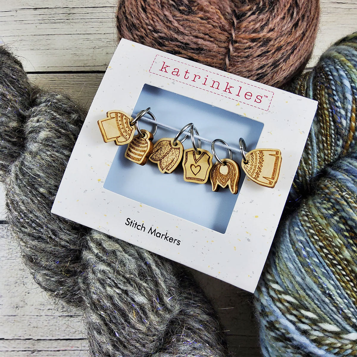 Colorful Katrinkles Stitch Markers for Hand Knits - Acrylic & Bamboo Styles