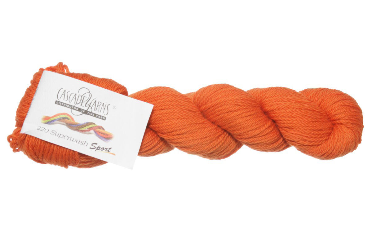 Cascade Yarns 220 Superwash Sport Yarn - Soft and Squishy 0822 Pumpkin