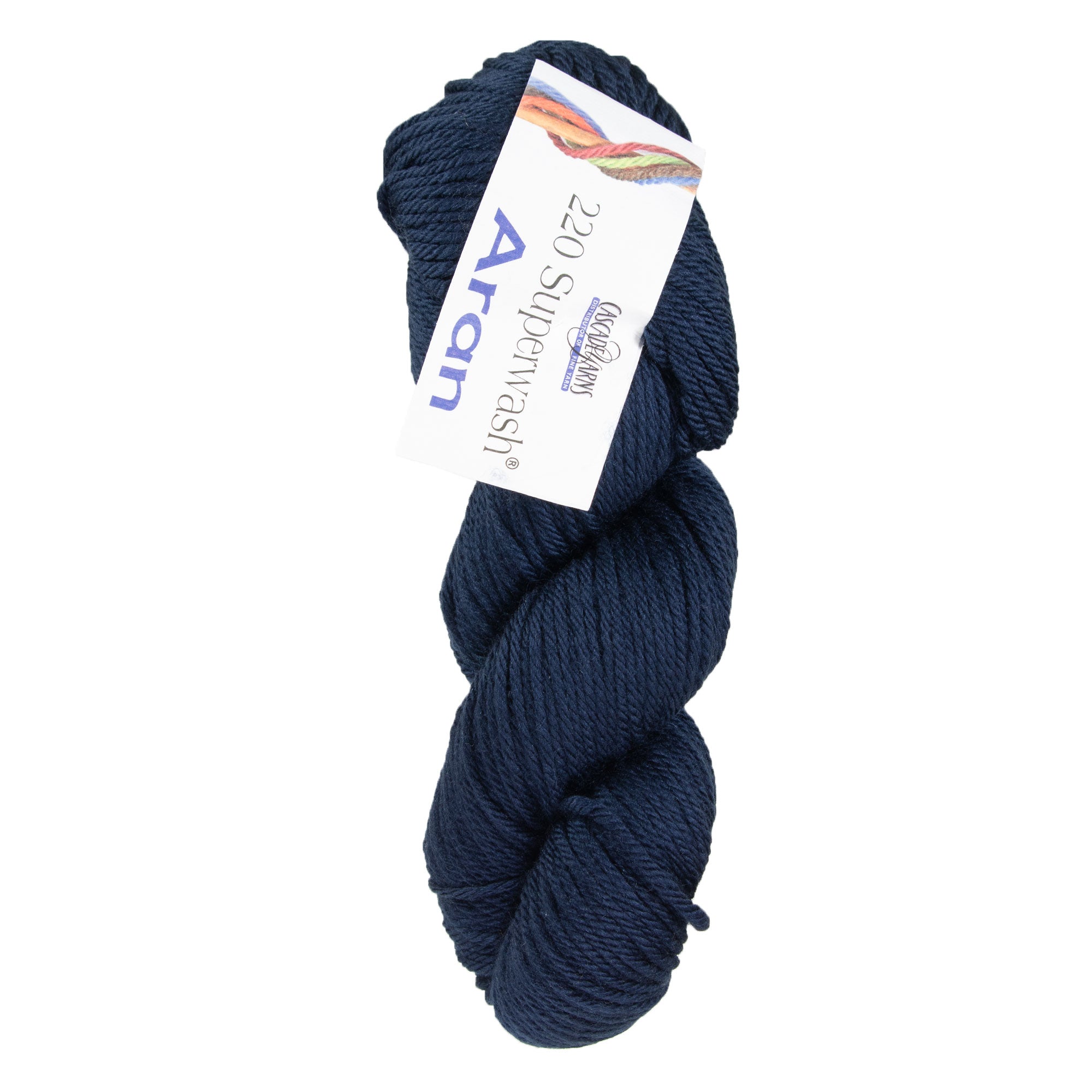 Cascade Yarns 220 Superwash Aran Yarn in Navy (Color 0854) - Ideal for Quick Knitting Projects
