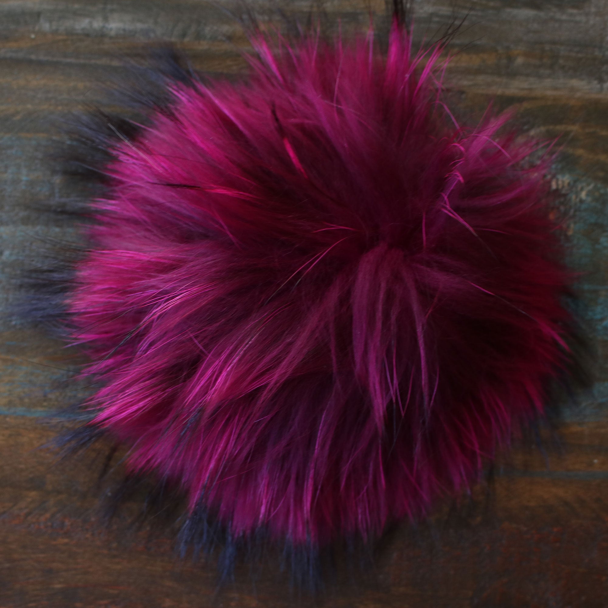 Jimmy Beans Wool Premium Real Fur Pom Poms - Fuchsia - Snap (6) for Knitted and Crocheted Items