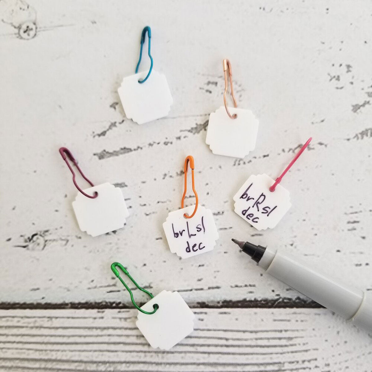 Katrinkles White Acrylic Write - On / Wipe - Off Stitch Markers for Knitting Projects