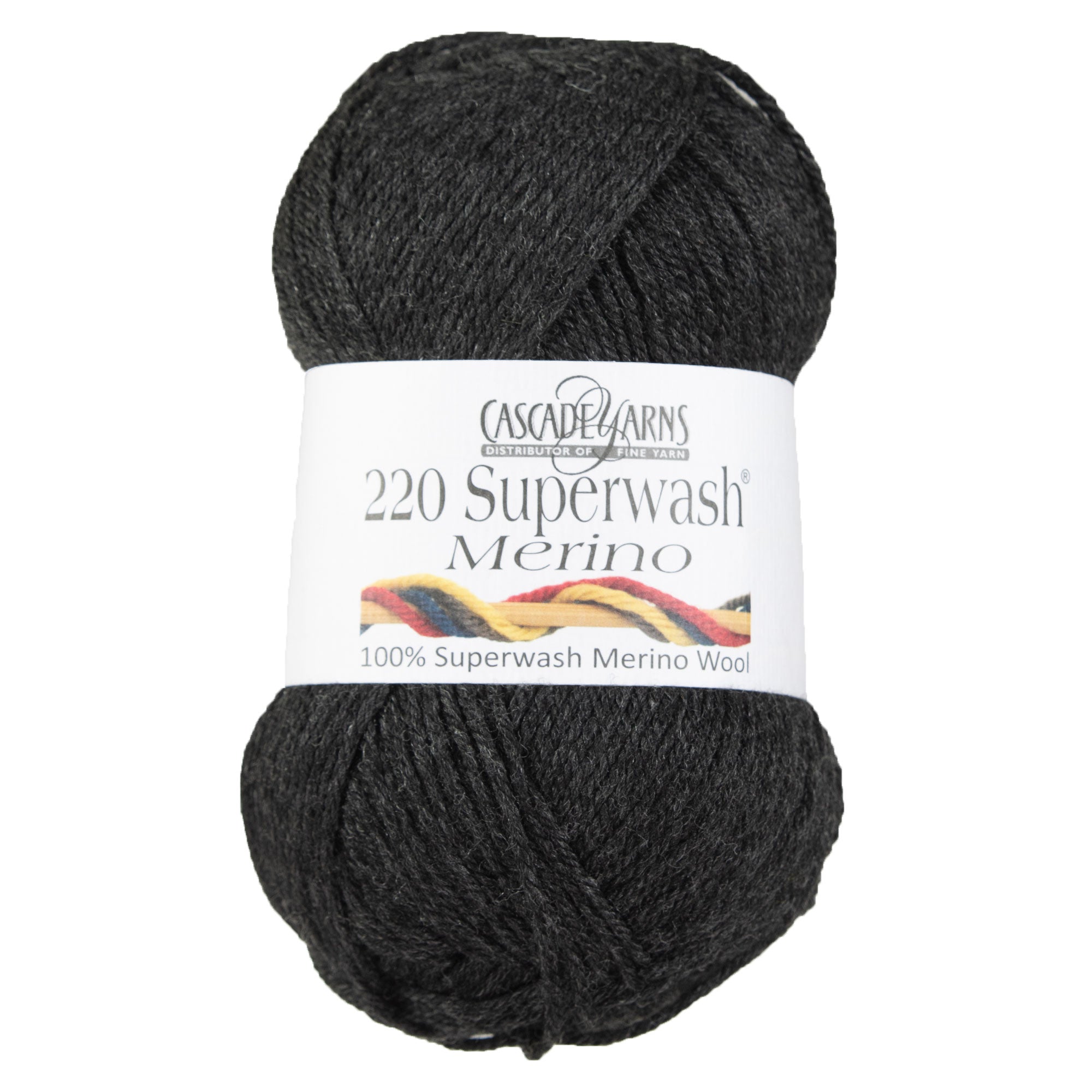 Cascade Yarns 220 Superwash Merino Yarn - 082 Jet - Soft & Versatile Worsted Weight Yarn