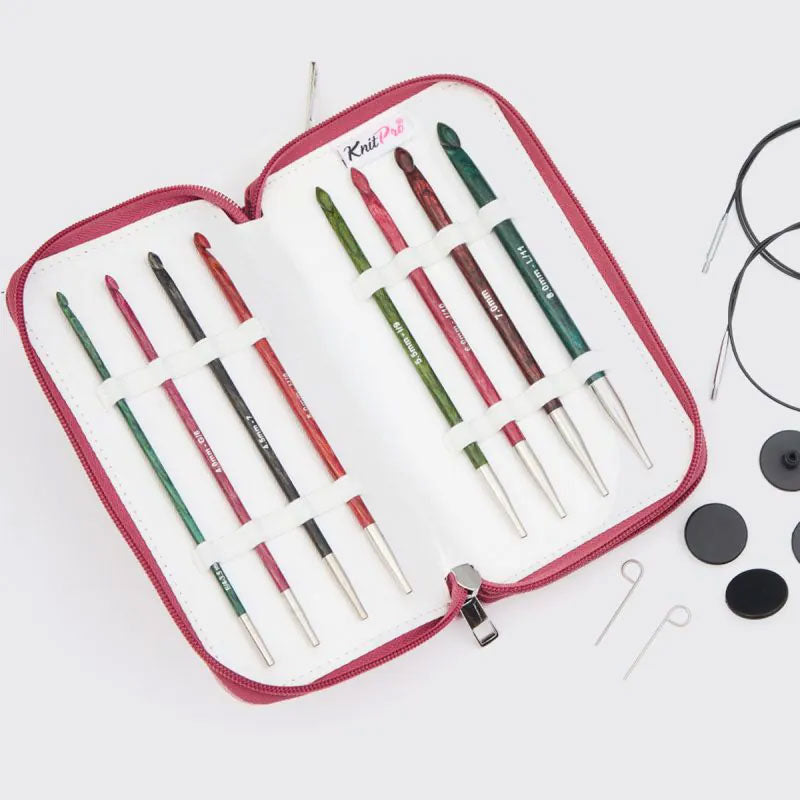 KnitPro Dreamz Deluxe Tunisian Crochet Hook Set with 8 Interchangeable Hooks in Various US Sizes