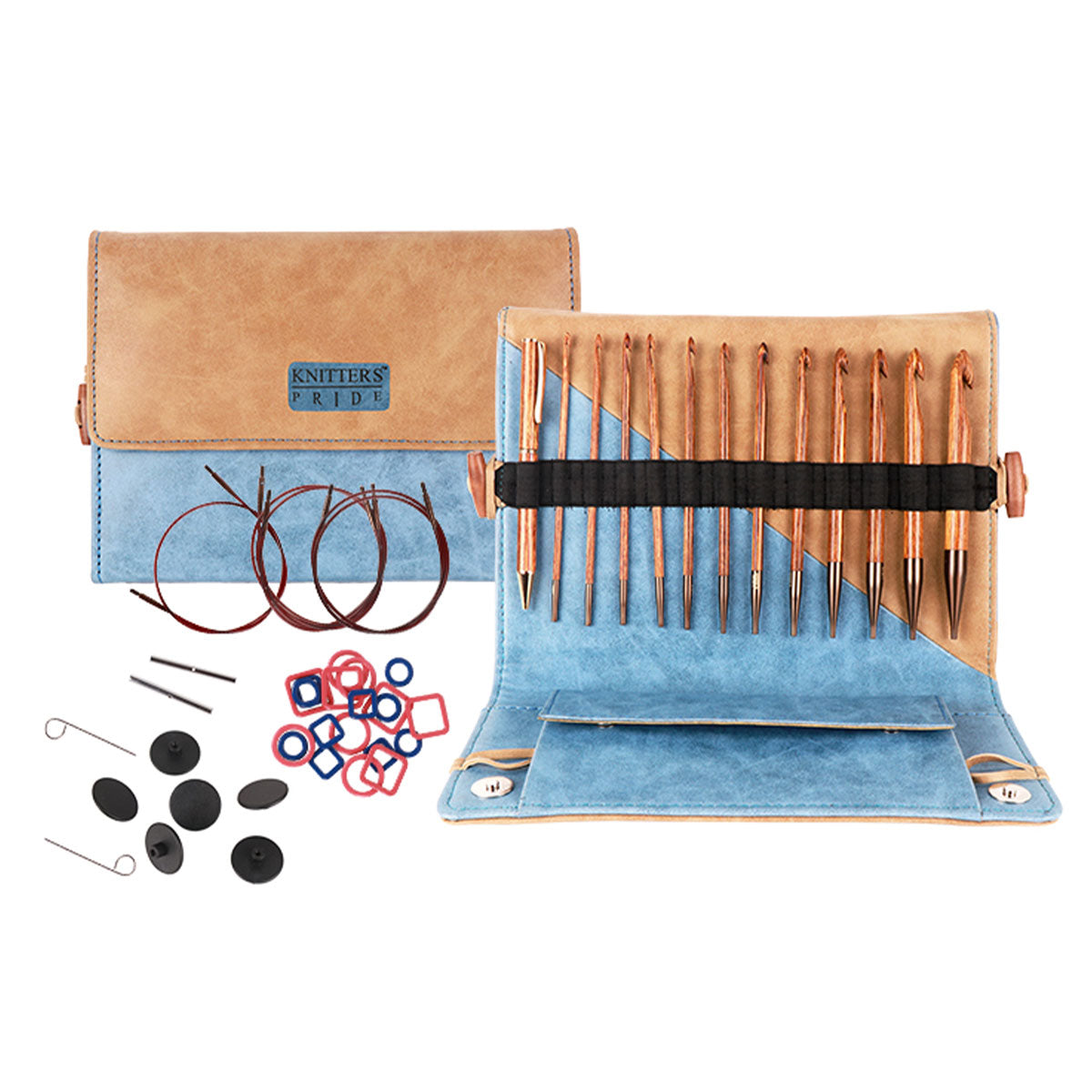 KnitPro Ginger Tunisian Interchangeable Crochet Hook Set - 12 Hooks with Various Cord Lengths