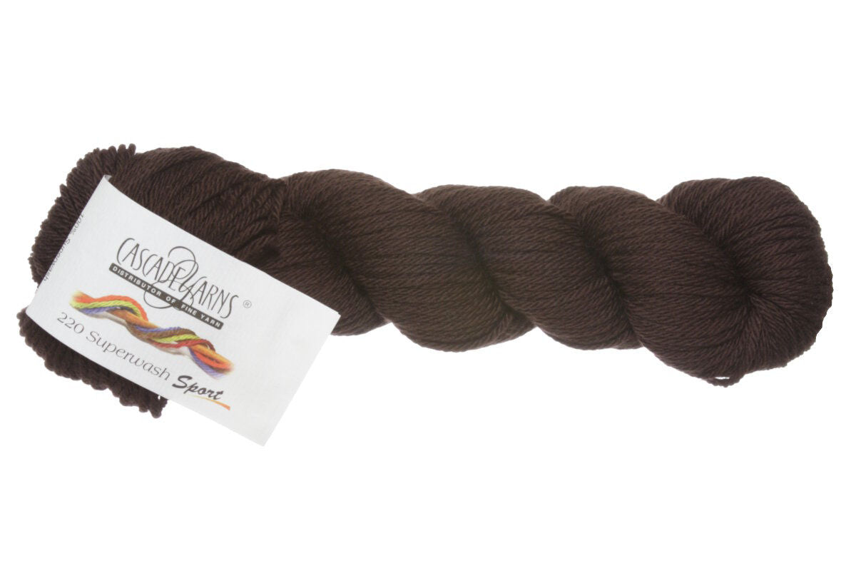 Cascade Yarns 220 Superwash Sport Yarn - 0819 Chocolate: Soft, Squishy & Versatile Wool Yarn