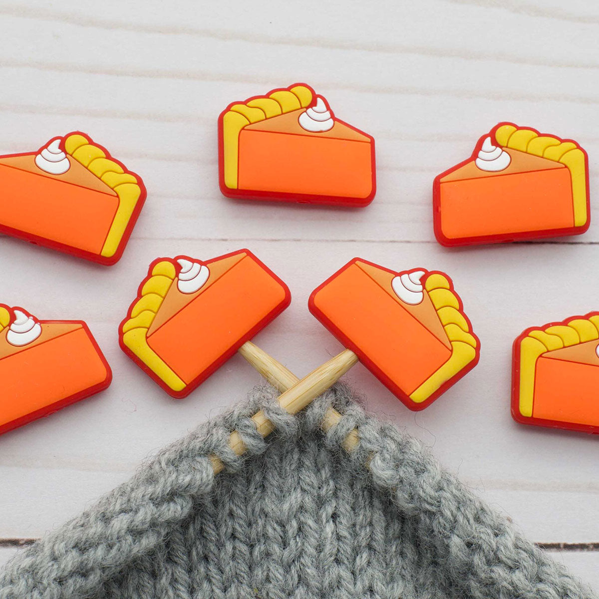 Fox & Pine Stitches Adorable Pumpkin Pie Stitch Stoppers/Point Protectors for Knitters