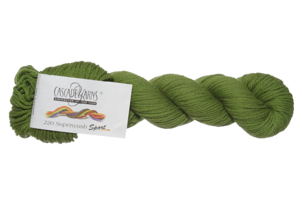 Cascade Yarns 220 Superwash Sport Yarn in 0841 Moss - Ideal for Non - Felting Projects