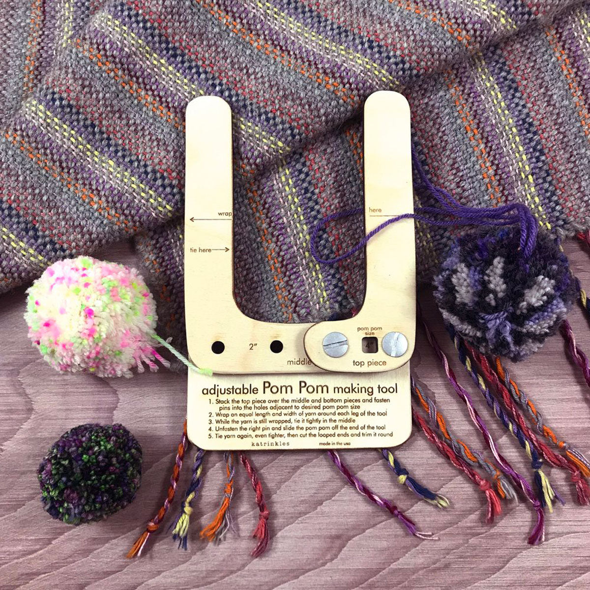 Katrinkles Premium Adjustable Pom Pom Making Tool - Ideal for Craft Enthusiasts