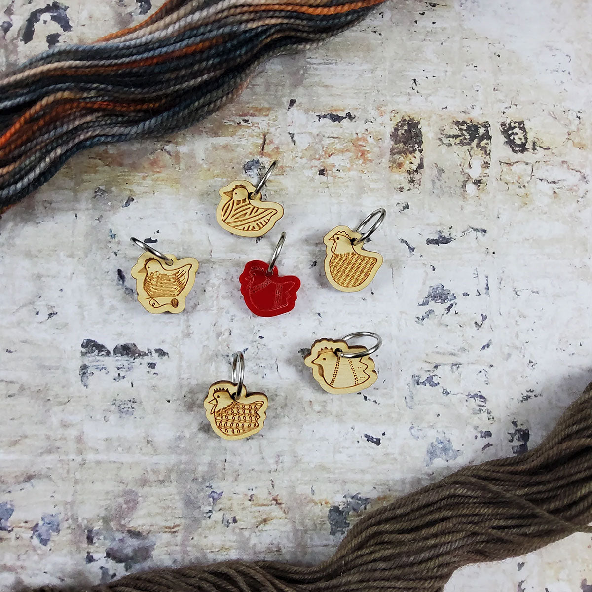 Katrinkles Colorful Stitch Markers - Yarn Chicken Stitch Marker Set with Diverse Designs
