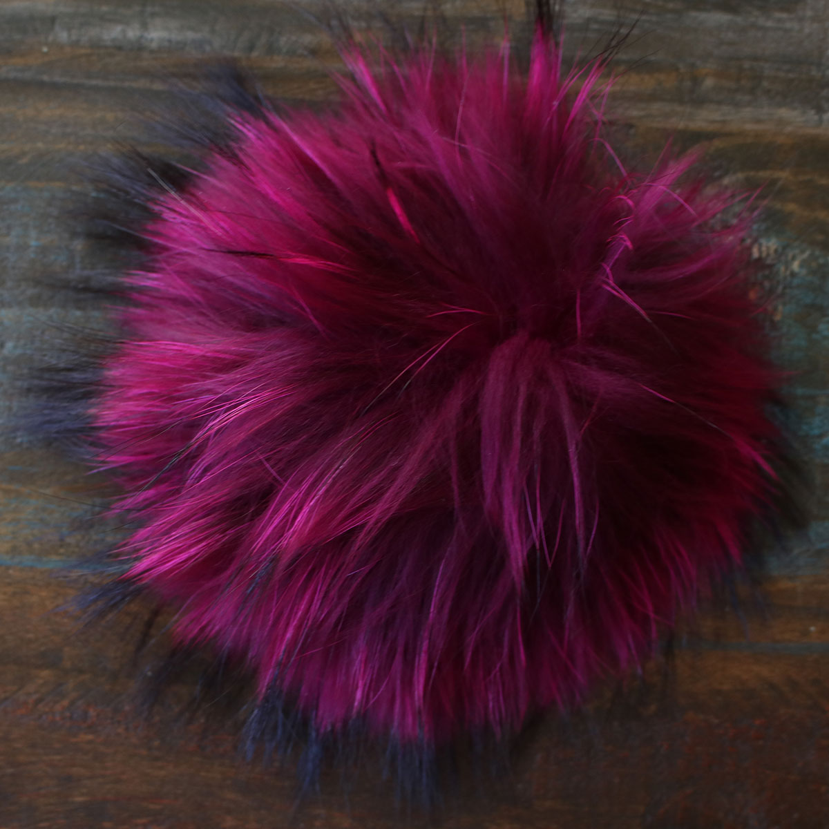 Jimmy Beans Wool Premium Real Fur Pom Poms - Fuchsia - Snap (6) for Knitted and Crocheted Items