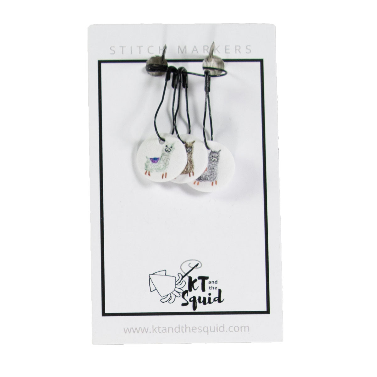 Unique Handmade KT and the Squid Llamas Acrylic Stitch Markers