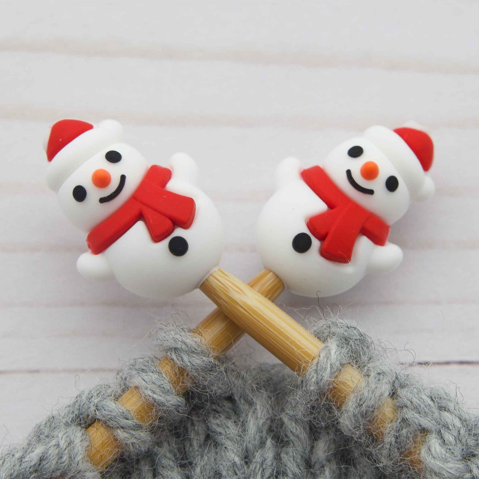 Fox & Pine Stitches Adorable Little Snowman Stitch Stoppers/Point Protectors for Knitters