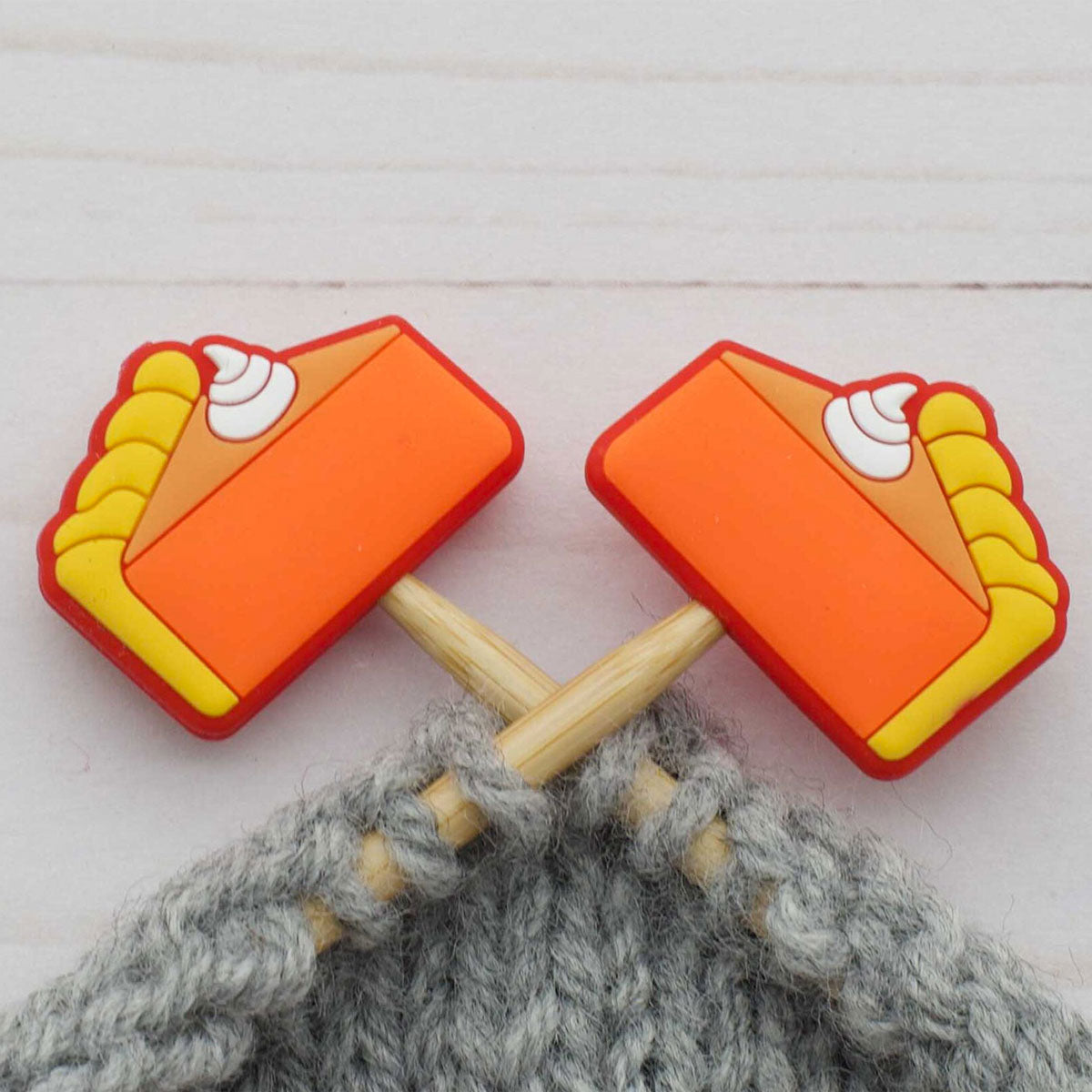 Fox & Pine Stitches Adorable Pumpkin Pie Stitch Stoppers/Point Protectors for Knitters