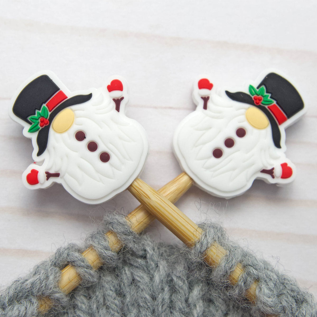 Fox & Pine Stitches Adorable Snowman Gnome Stitch Stoppers/Point Protectors for Knitters