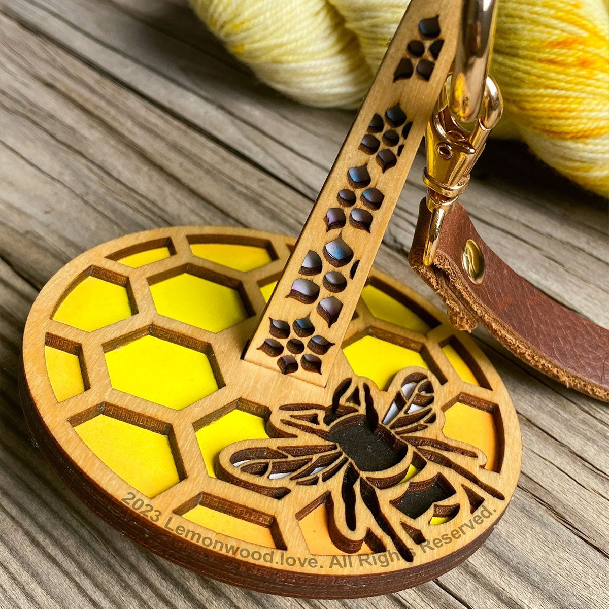 Lemonwood Oversized Honeybee Yarn Minder for Knitters and Crocheters
