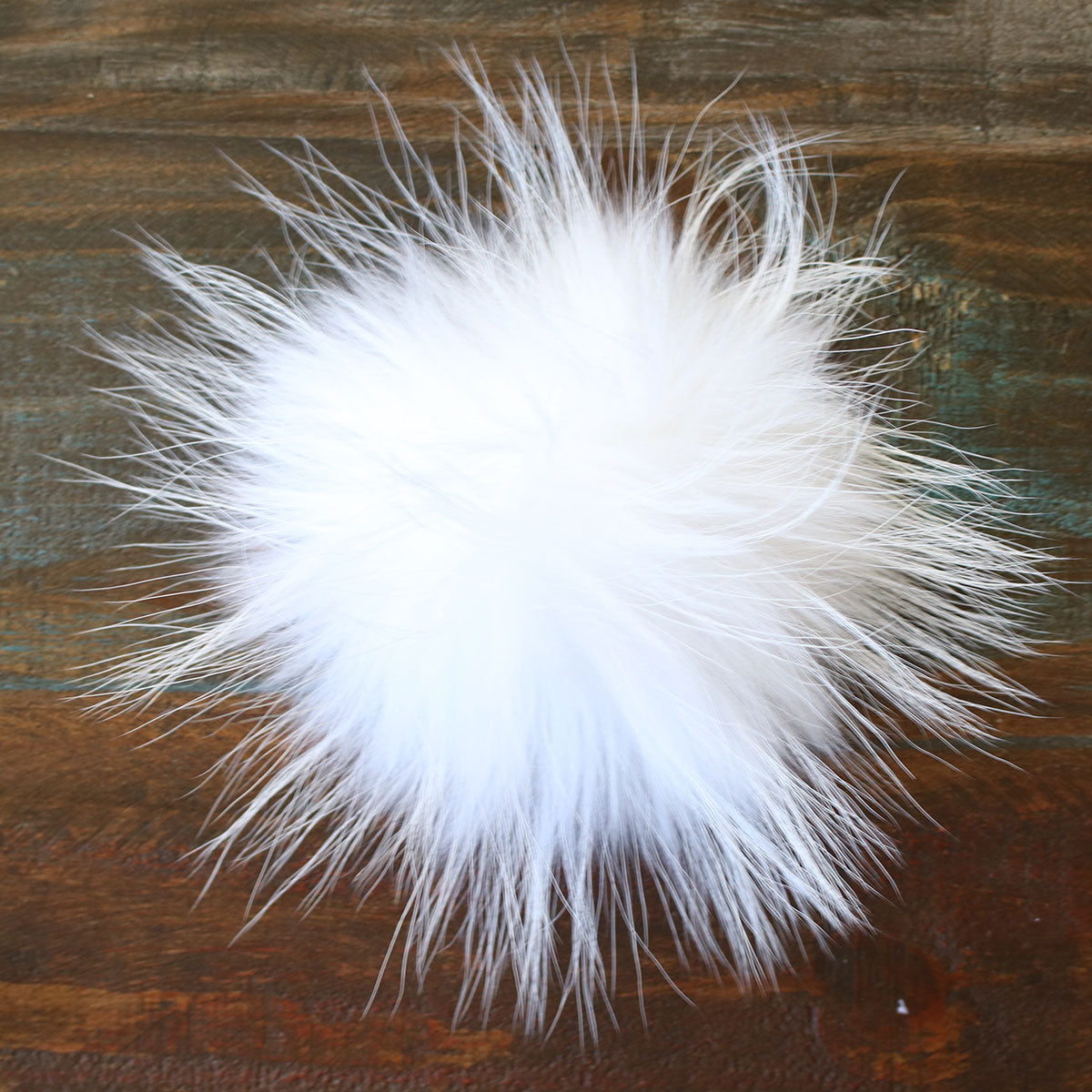 Jimmy Beans Wool Premium Real Fur Pom Poms - White - Snap (6 Pack)