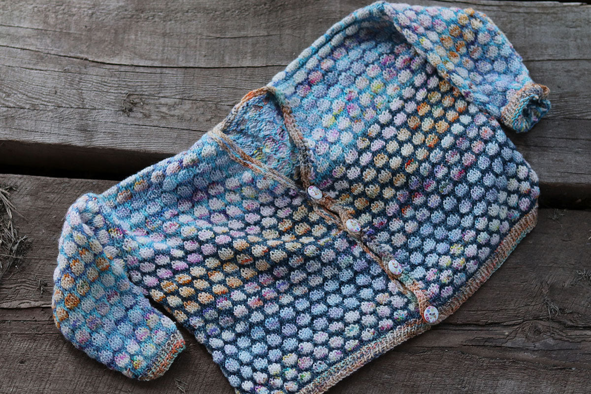 Koigu Pencil Box Collection 3.0 Patterns - Adorable Baby Bubble Cardigan for 6 - 12 Months - PDF Download