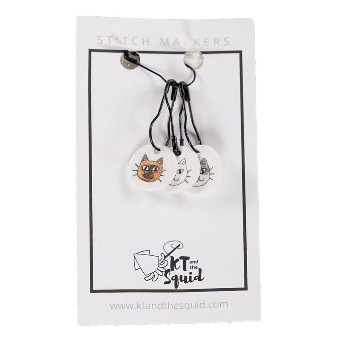 KT and the Squid Handmade Acrylic Cat Stitch Markers for Crochet and Knitting