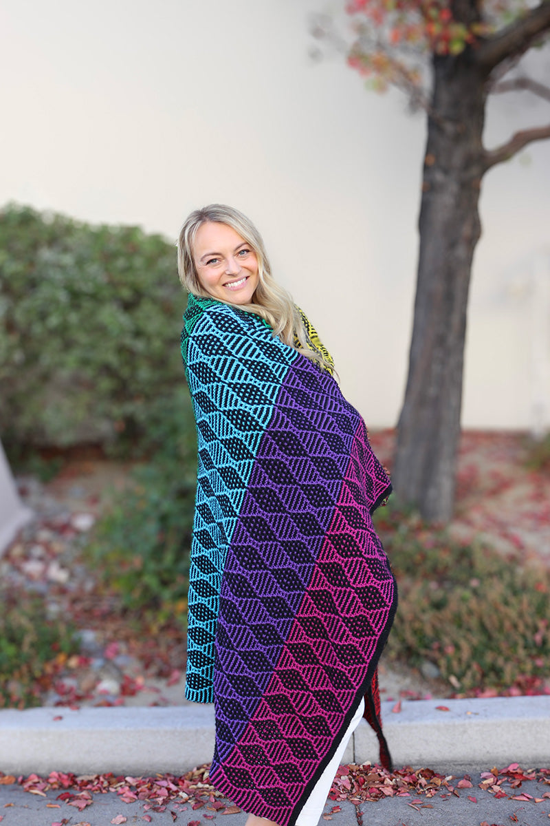 Cascade Rainbow Diamond Motif Blanket Kit - A Knitter's Dream