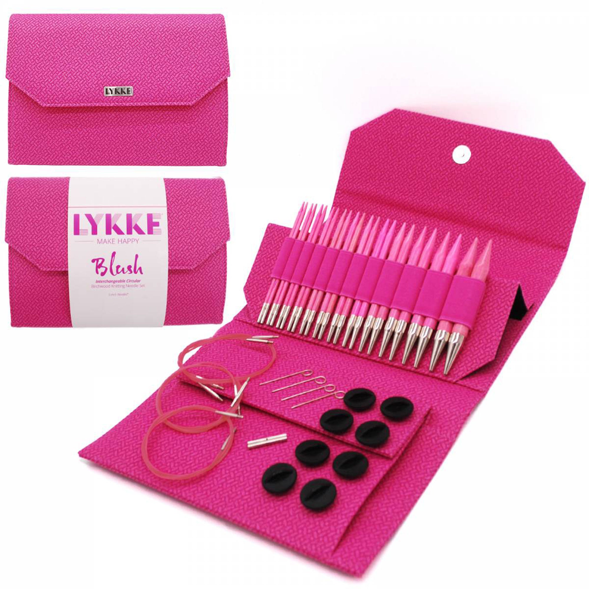 LYKKE Crafts Premium Birchwood Interchangeable Knitting Needle Sets - Blush Pink Case - 5 Tips US Sizes 4 - 17